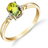 Galaxy Gold GG 0.46 Carat 14k Solid Gold Ring with Natural Diamonds and Oval-shaped Peridot