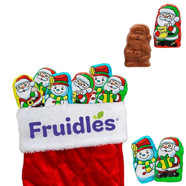 FRUIDLES CHRISTMAS SANTA HELPERS, MILK CHOCOLATE PARTY BAG FILLERS, INDIVIDUALLY WRAPPED FOILS, RESEALABLE BAG, DAIRY – BULK (5 POUNDS)