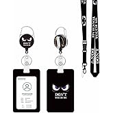 ID Badge Holder with Lanyard, Detachable Lanyard and Retractable Badge Reel Clip, Vertical ID Protector Bage Clips for Man Woman Teachers Students Office Workers Nurses - Don't Touch Me