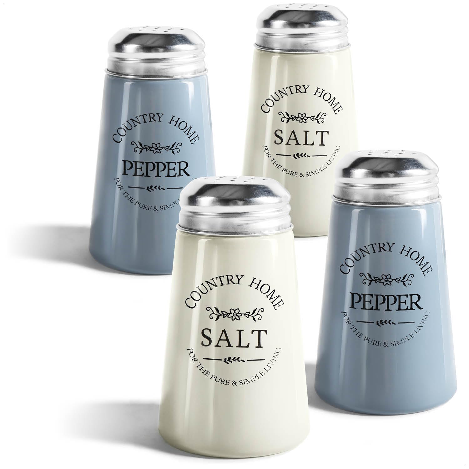 COM-FOUR® 4X Spice shakers Made of Colored Glass - Salt and Pepper shakers in Old English Country House Style - Seasoning Shaker Ideal for coarse Salt - Country/Western Style (4-teilig - Glas)