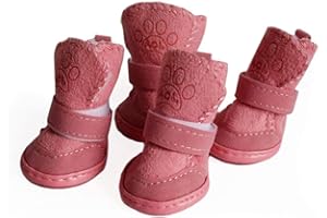 PAYANWIN Dog Shoes Puppy Boots Snow Boots Paw Protector, Anti-Slip Dog Shoes,Dog Australia Boots Pet Antiskid Shoes Winter Warm Skidproof Sneakers (XS, Pink)