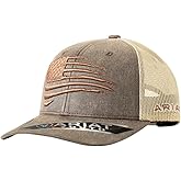 Ariat Youth Semi Curved Bill Cap with Distressed Flag, Brown