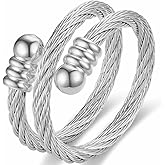 Jude Jewelers Stainless Steel Cable Wire Wrap Styel Adjustable Size Cocktail Party Valentines Statement Ring