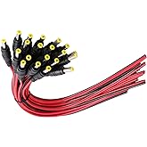 MILAPEAK (Real 18AWG 43x2pcs Wires) 20pcs Male DC Power Pigtail Cable, 12V 5A DC Connectors for CCTV Security Camera and Lighting Power Adapter (2.1mm x 5.5mm, Ultra Thick)