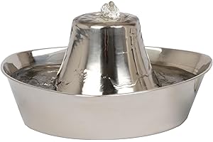PetSafe Seaside Stainless Pet Fountain - Encourages Hydration - Dual Filtration Removes Odors - Compact Design - Rust Resistant Material - Quiet Motor -