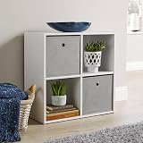 Home Source 60cm 4 Shelf Storage Cube Bookcase White Sonoma Oak Finish view 1