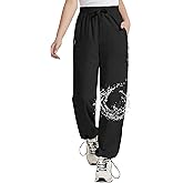 EXARUS Girls Joggers Hiking Pants Water Resistant Kids Athletic Quick Dry Lightweight Zip Pockets High Waisted 6-14Y