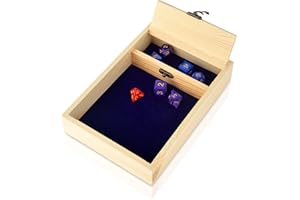 DOSTATNI Wooden Dice Rolling Tray with Dice Storage DND Dice Storage and Tray with Metal Latch Secures Lid DND Dice Box DND Dice Holder for Tabletop Games