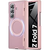 Spugan for Galaxy Z Fold 7 Case with Privacy Screen Protector, [Compatible with MagSafe] [Hinge Protection] Military Drop Protection, Shockproof Translucent Phone Case for Samung Z Fold 7 (Pink)