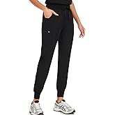 VECARDI Scrub Pants for Women Four Way Stretch Yoga Joggers High Rise Zipper Cargo Pants with 5 Pockets