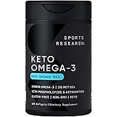 Sports Research Keto Omega Fish Oil with Wild Sockeye Salmon, Antarctic Krill Oil, Astaxanthin & Coconut MCT - 1200mg of EPA & DHA per Serving | Keto Certified & Non-GMO Verified (120 Softgels)