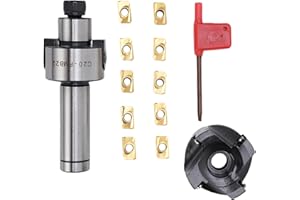 Buachois Face End Mill Set, 400R-50-22-4T 4 Flute Face Mill Cutter with APMT1604 Carbide Inserts 50mm Cutting Diameter 22mm A