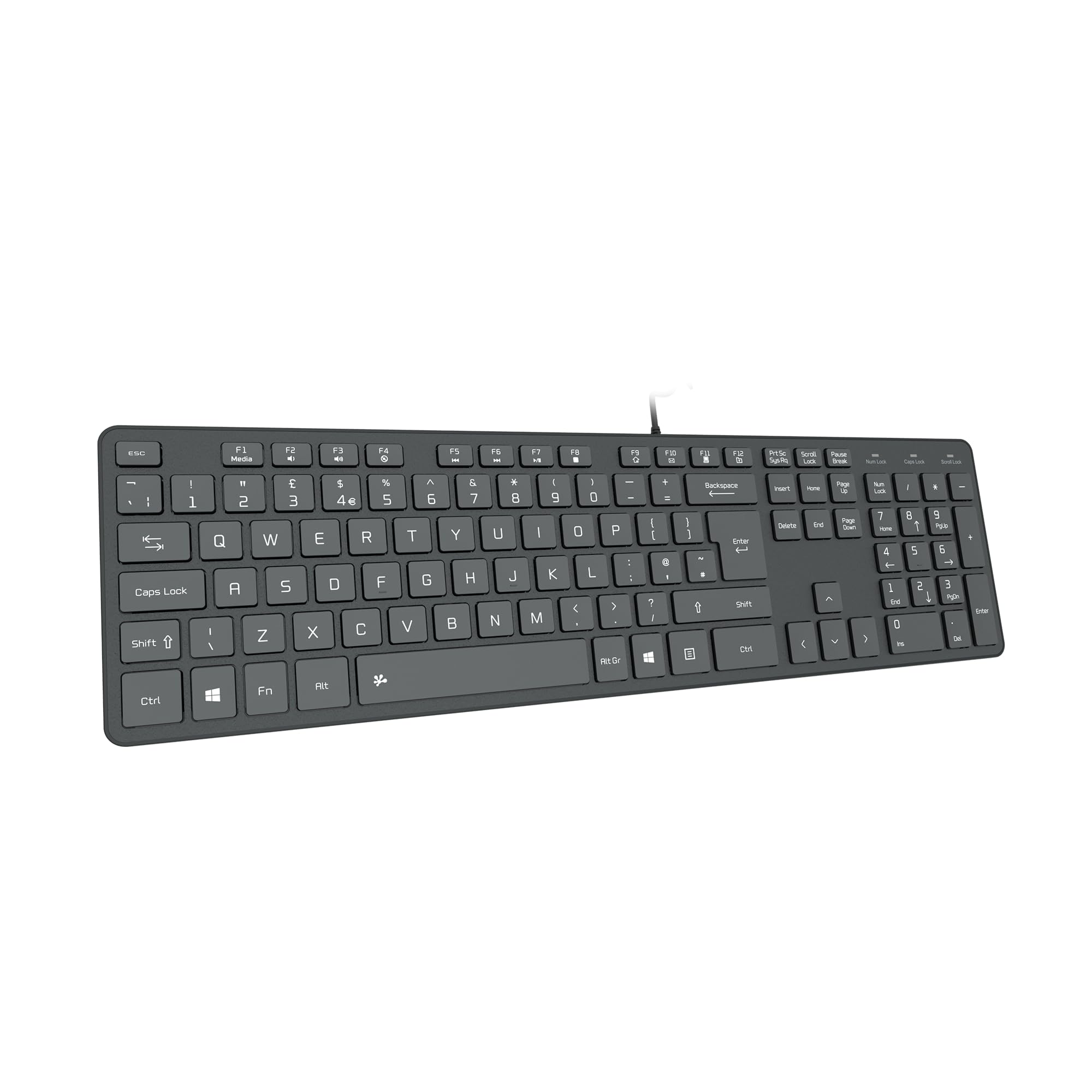 B.FRIENDIT Slim USB Wired Keyboard, Soft Touch and Quiet Key for PC, Laptop and Computer, Full Size QWERTY UK Layout - Black