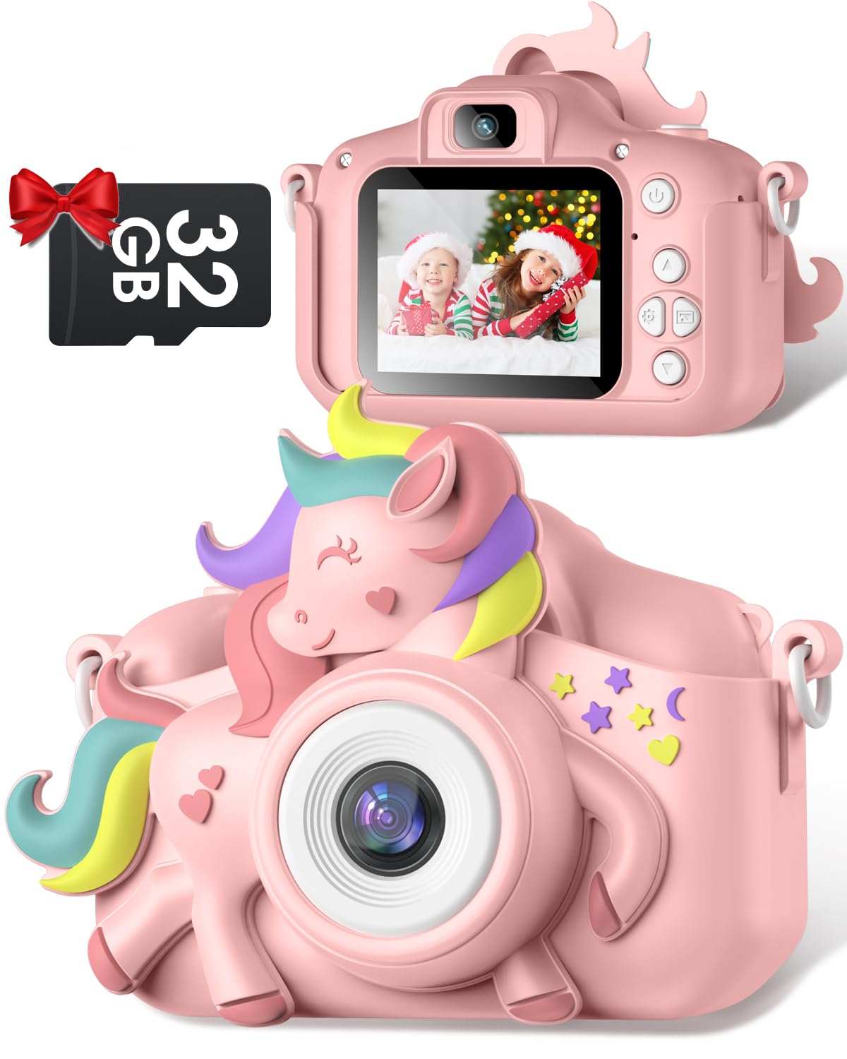 Gofunly Kids Camera, 1080P HD 2.0" Digital Camera for Kids with 32GB Card, Selfie Toy, Birthday Gift for Girls Ages 3-12