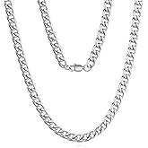 FOSIR Stainless Steel Cuban Link Chain for Men, Silver/18k Gold Plated Necklace Chain for Men, 5mm/7mm/9mm Mens Chains Necklaces, 18"-30"