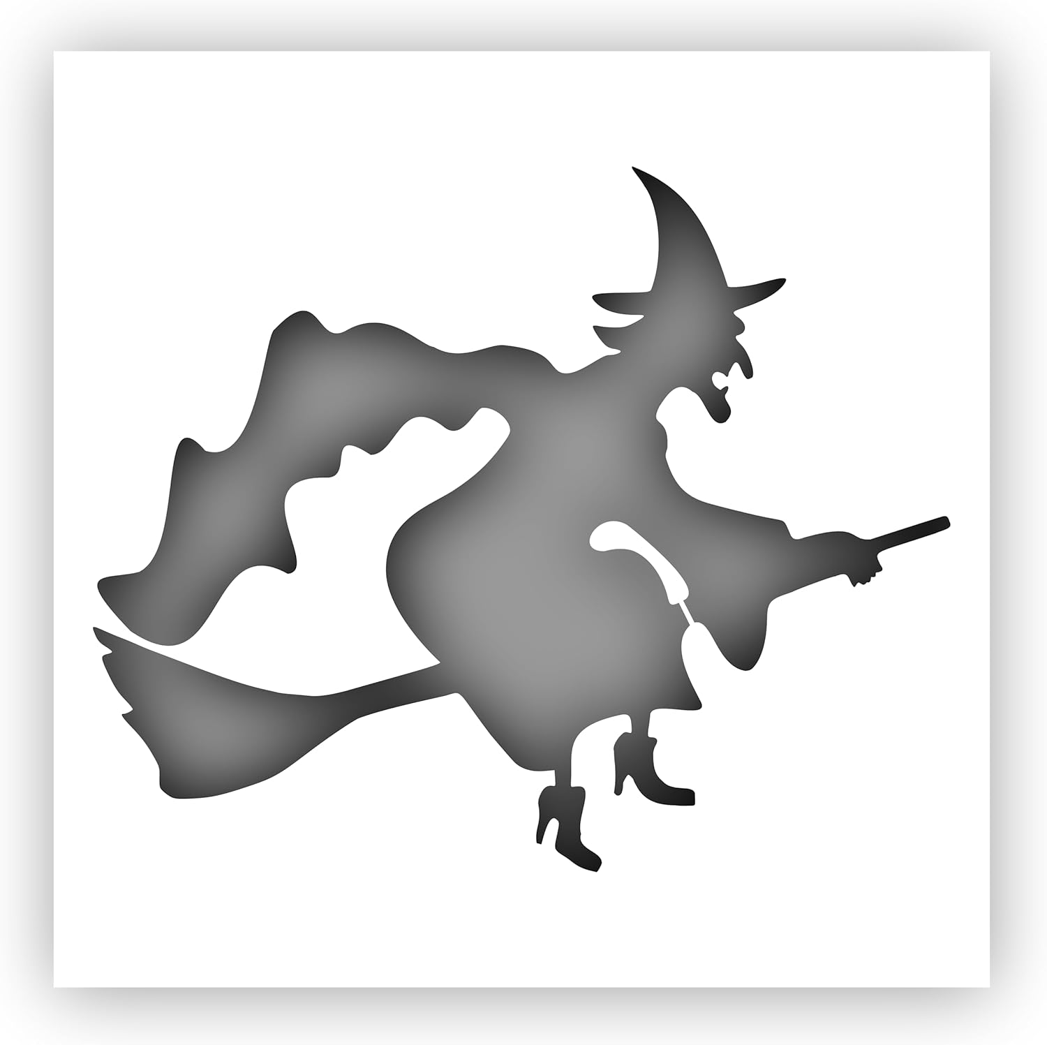 Mixed Media - Witch on Broom #1 Halloween Stencil - Choose a Size (18