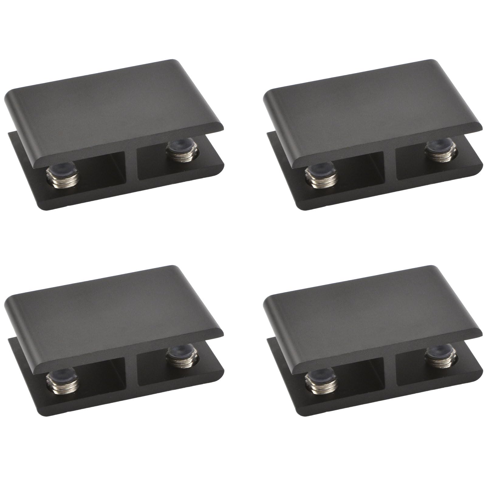 INCREWAY Glass Clamp, 4 Pack Adjustable Double Side Aluminum Alloy Glass Shelf Support Bracket, Glass Clip Clamp Holder for 8-10mm Thickness, 180 Degrees, Black