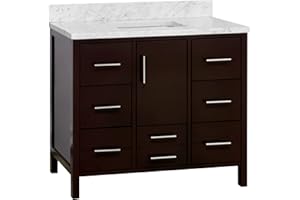 KITCHEN BATH COLLECTION California 42-inch Bathroom Vanity (Carrara/Chocolate): Includes Chocolate Cabinet with Authentic Italian Carrara Marble Countertop and White Ceramic Sink