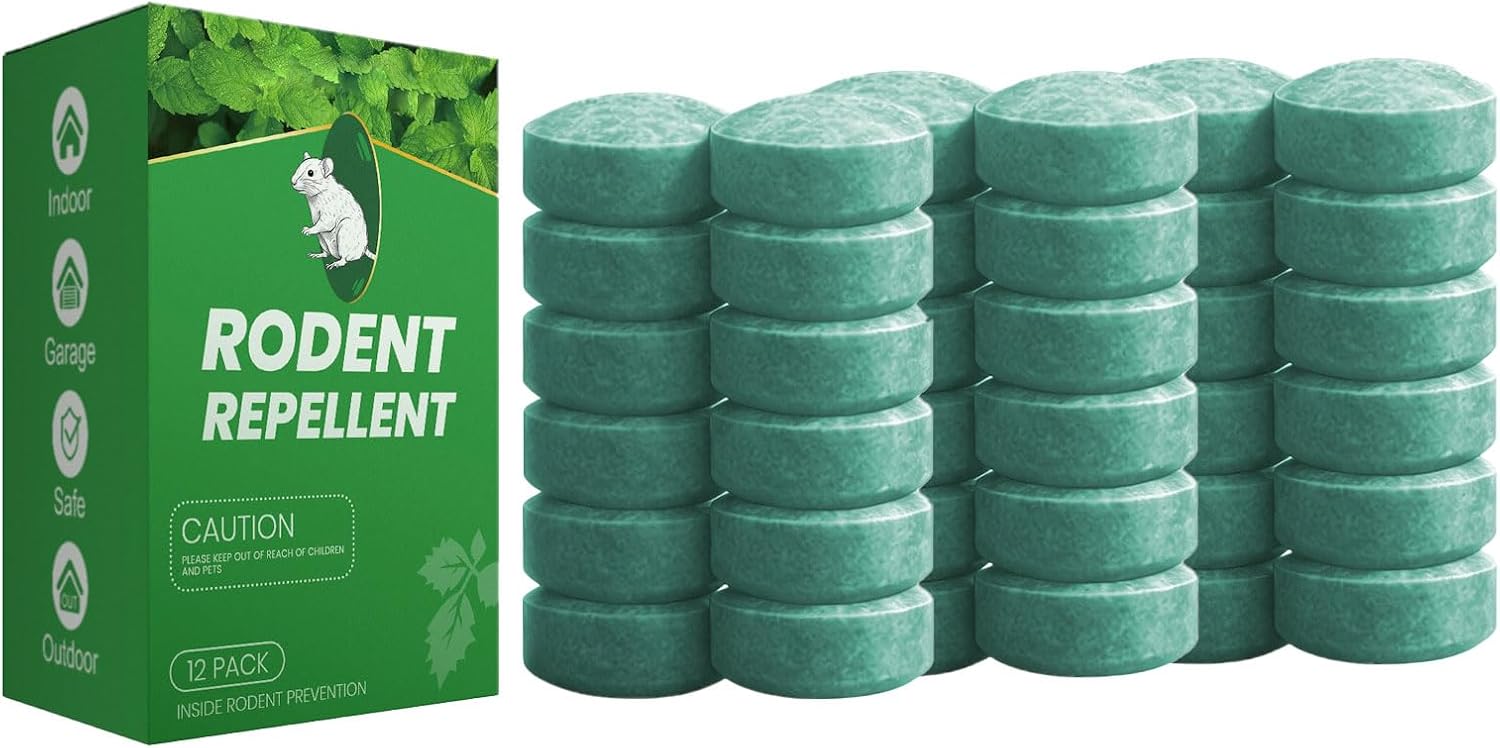Mouse Rodent Repellent, 12 24 36 Pack with Camphor & Peppermint Oil Mouse Traps for Rat Mice, Ant, Roach, Spider, Squirrel, Mouse Deterrent for Indoor Outdoor Use, for Garden & Home (24)