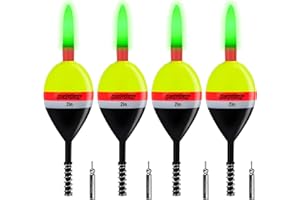 QualyQualy 4PCS Lighted Slip Bobbers Fishing Floats Glow in The Dark Spring Bobber for Crappie Walleyes Fishing