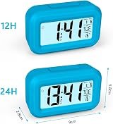 Vicloon Digital Alarm Clock Bedside Blue LED 12/24H Temp Date Timer Snooze view 2