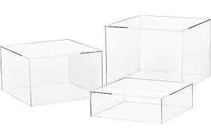 Famyards Buffet Risers 6''x7''x8'', Food Risers for Buffet Table, Acrylic 3PCS Clear Cube Display Nesting Risers with Hollow Bottoms, Food Display Risers Acrylic Boxes Stand Shelf for Catering Dessert Collectibles Jewelry Figures Party Show
