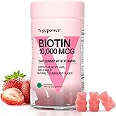 VEGEPOWER Biotin Gummies for Hair Growth 10000mcg - Vegan Biotin Vitamins Supports Healthy Hair, Skin and Nails, Hair Vitamin