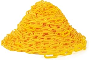 DrawPies Yellow Plastic Chain, 50Ft Plastic Chain Links Safety Chains Barrier