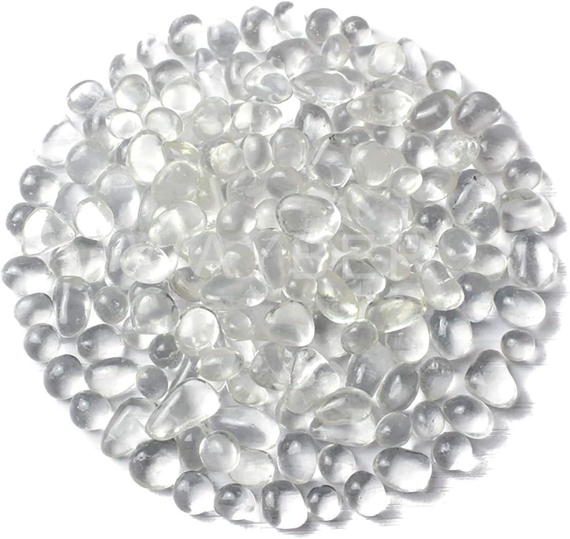 Indoor Fountains & Accessories - WAYBER Glass Stones, 1Lb/460g Irregular Sea Glass Pebbles Non-Toxic Artificial Crystal Stones for Aquarium Decoration/Vase Filler/Table Scatter/Handcraft/Jewelry Making/Gems Display, Clear