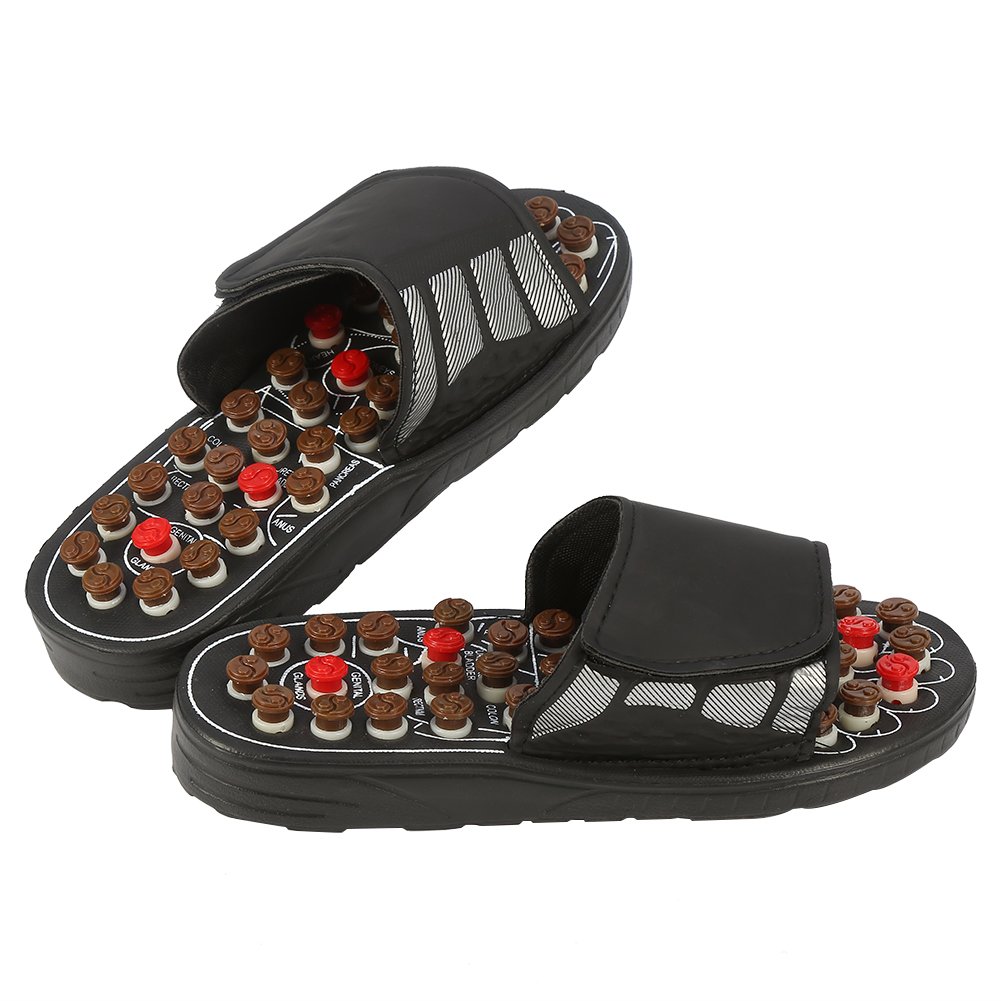 Massage Slippers, Sandals with 41 Acupressure Points for Women and Men, Massage Sandals Shoes to Reduce Foot Pain, Cobblestone Feet Sole Point Massage, Promote Blood Circulation (42-43, Black)
