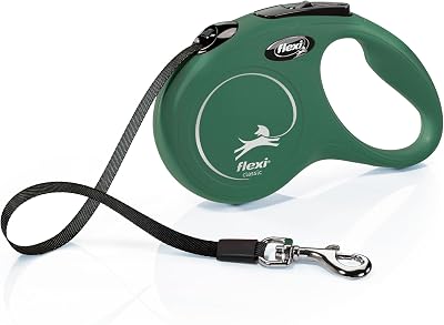 ® Classic S | Laisse rétractable à Sangle de 5 m pour Petits Chiens jusqu'à 15 kg | Vert Olive | Laisse à Enrouleur pour Chien | Poids : 200 g | Dimensions : 10 x 16,5 cm