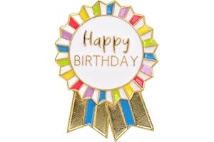 Talking Tables 1 x Happy Birthday Badge Rainbow Gold Enamel Metal Rosette Perfect for Birthday Party Decorations and Accessories 16th 18th 21st 1.77 Inch Diameter