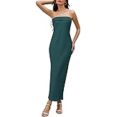 ZTMZA Womens 2025 Satin Strapless Dress Tube Backless Elegant Bodycon Long Formal Silk Wedding Guest Maxi Dresses