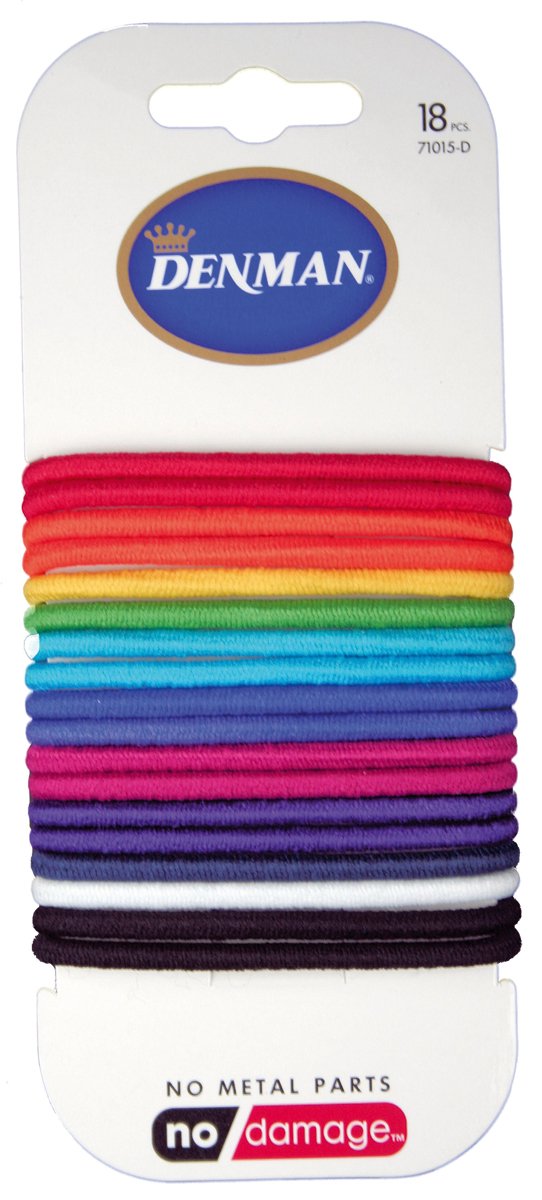 Denman 4mm Large No Damage Elastic E Bright Hairbands, 18-Piece (Pack of 1)
