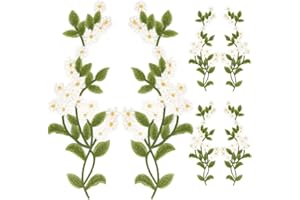 WEBEEDY 6 Pcs Leaves Vine Applique 3 Mirrored Pairs 3D Lace Sew on Appliques Clothing Embroidery Patch for Sewing Repair Embroidered DIY Patch Clothing Wedding Bridal Accessories Christmas Unique Gift