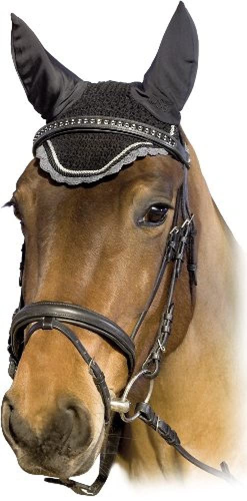 USG Fly Veil Cotton with Elastic Ear Protector with Double Rope, Full, Black/ Ecru/ Grey