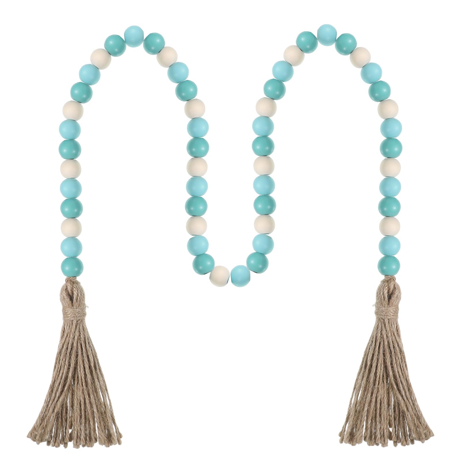 Photo 1 of 39" Wood Beads Decor Boho Decorative String Beads Wood Bead Garland with Tassel Handmade Farmhouse Bead Rustic Antique Decor for Home Festival Table Tiered Tray