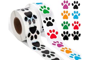 1000 Pcs Sticker For Paw Print,1 Inch Self-Adhesive Dog Cat Bear Stickers Roll Cute Puppy Paw Stickers Decals,For Books,Bottl