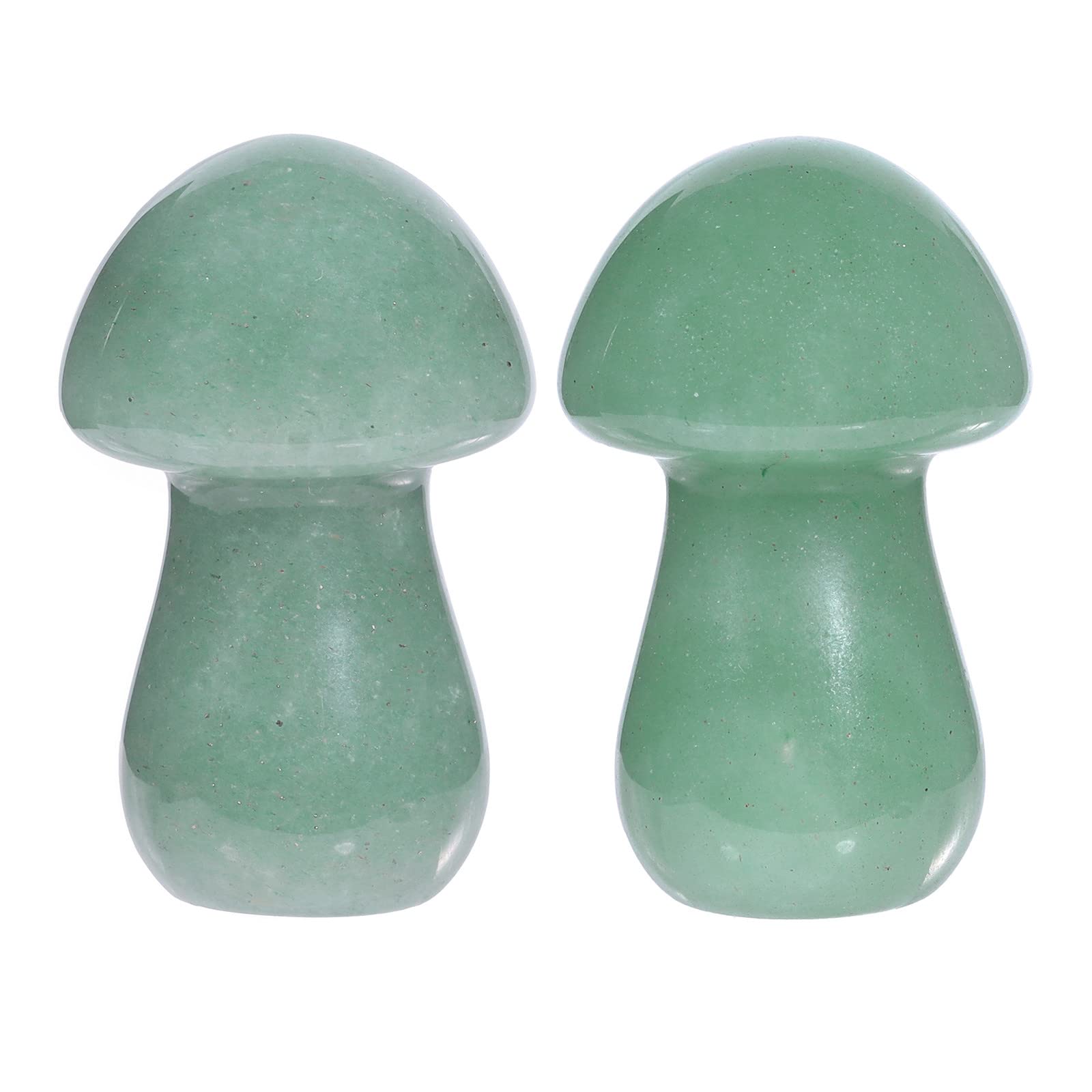 Nupuyai 2pcs Green Aventurine Mini Crystal Stone Statue Carved Quartz Mashroom Decor, Energy Healing Polished Stone Figurine