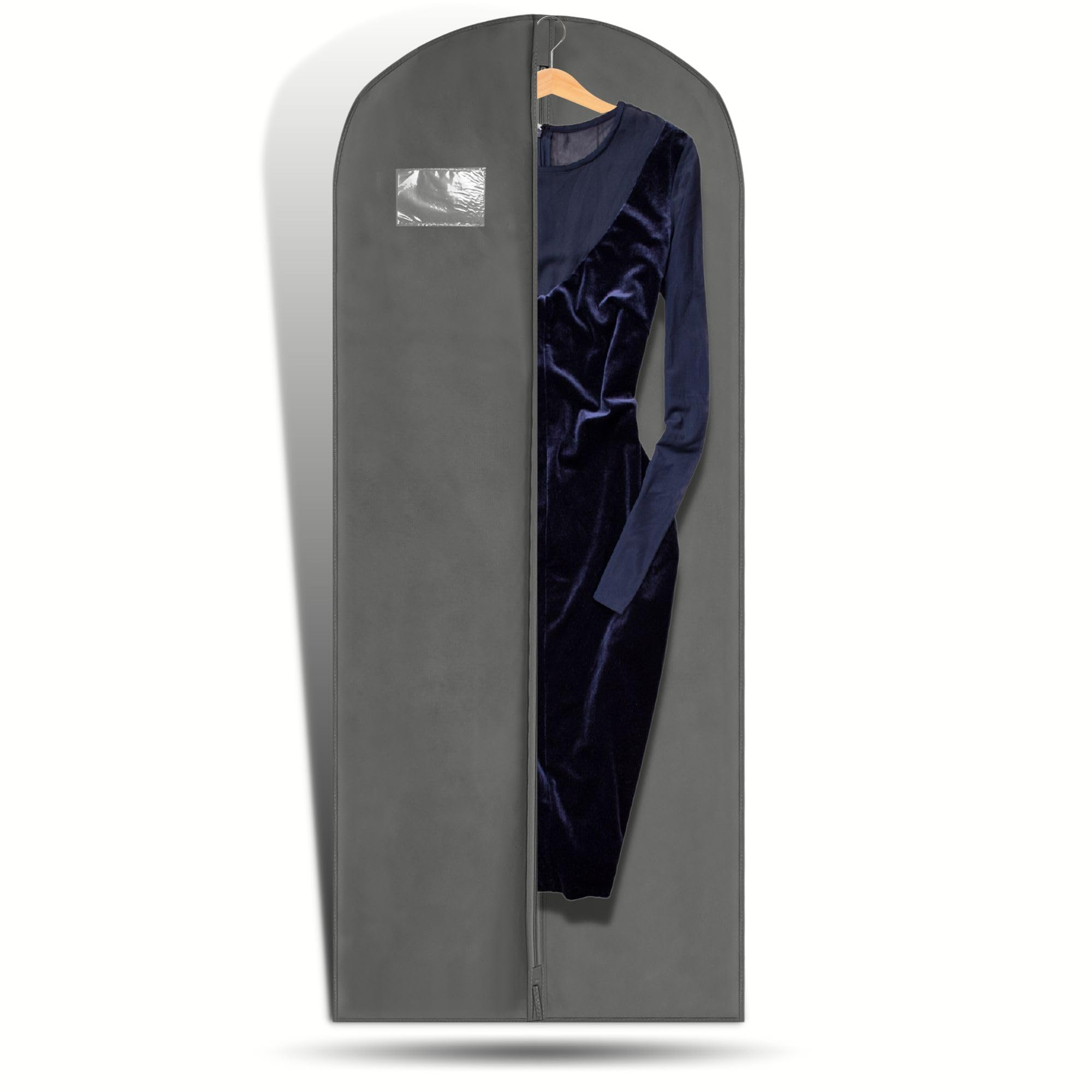 Hoesh UK Women Grey 60 Inches Breathable Bridesmaids Long Zip Wedding Gown Dress Travel Storage Garment Cover Bag