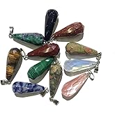 LE SKY 10 Pcs Natural Stone Pendants Long waterdrop Shape Faceted Mixed Crystal Jasper Stone Charms for Jewelry Making Necklace Bracelet Earrings