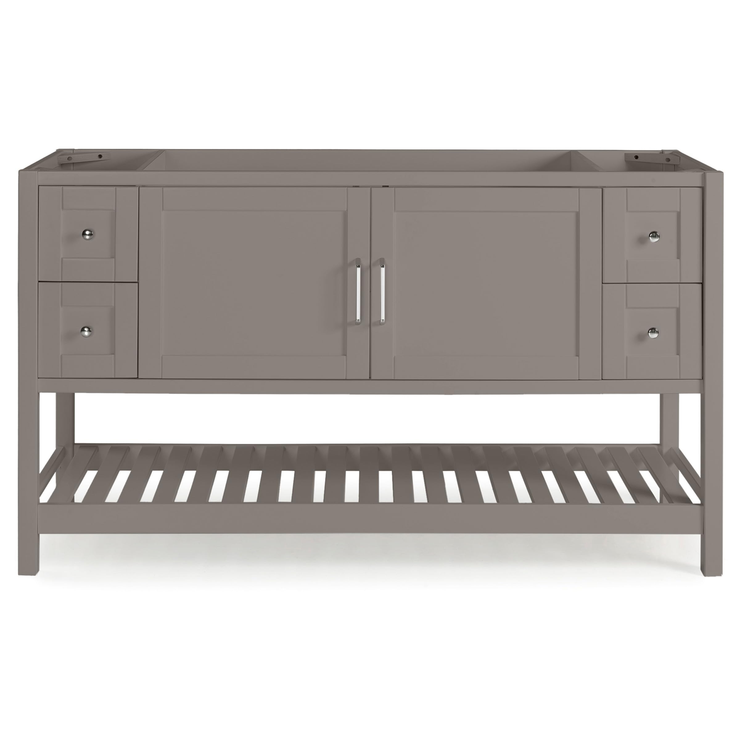 Photo 1 of *** SET OF 2 XL BOXES **** Alaterre Furniture Bennet Bathroom Vanity Base with Two-Door Shaker Cabinet and Slatted Open Shelf - 60 Inch Freestanding Cabinet Without Sink (Gray)