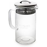 Rishi Tea Simple Brew Teapot - For 20oz Loose Tea Preparation, Built-in Strainer, Everyday Teaware, Easy to Clean, Borosilicate Glass, Enjoy Hot or Iced - 600ml
