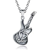 925 Sterling Silver Guitar Cremation Jewelry for Ash - Guitar Locket Urn Necklace Musical Memorial Pendant Bereavement Keepsake Gift for Loss of Guitarist or Music Lover (guitar Urn holds ashes)