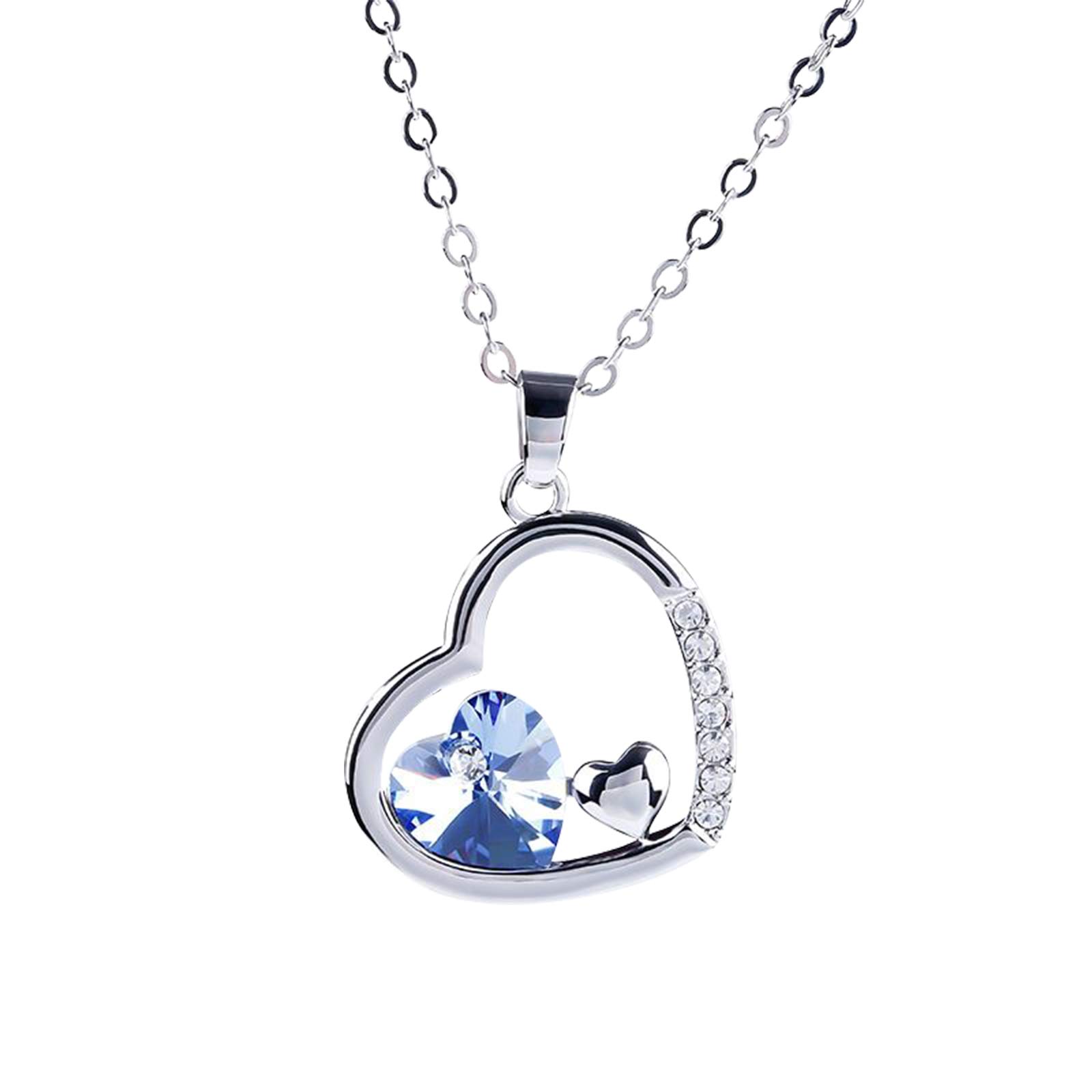 Jeulia Stainless Steel Three Heart Pendant Necklace with Small CZ Stone Romantic Jewelry Gifts Mother’s Day Aniversary Promise with Jewelry Gift