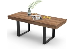 STHOUYN 63”-79” Extendable Dining Room Table for 6 8 10, Modern Rustic Kitchen Expanding Table, Wooden Long Large Expandable Dining Room Conference Table for Kitchens (Walnut)