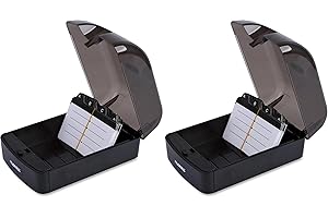 Lorell Business Card File, 350 Card Capacity, Black, Plastic, Modern, Office Supplies, Professionals, Unisex, Hinged, Portable