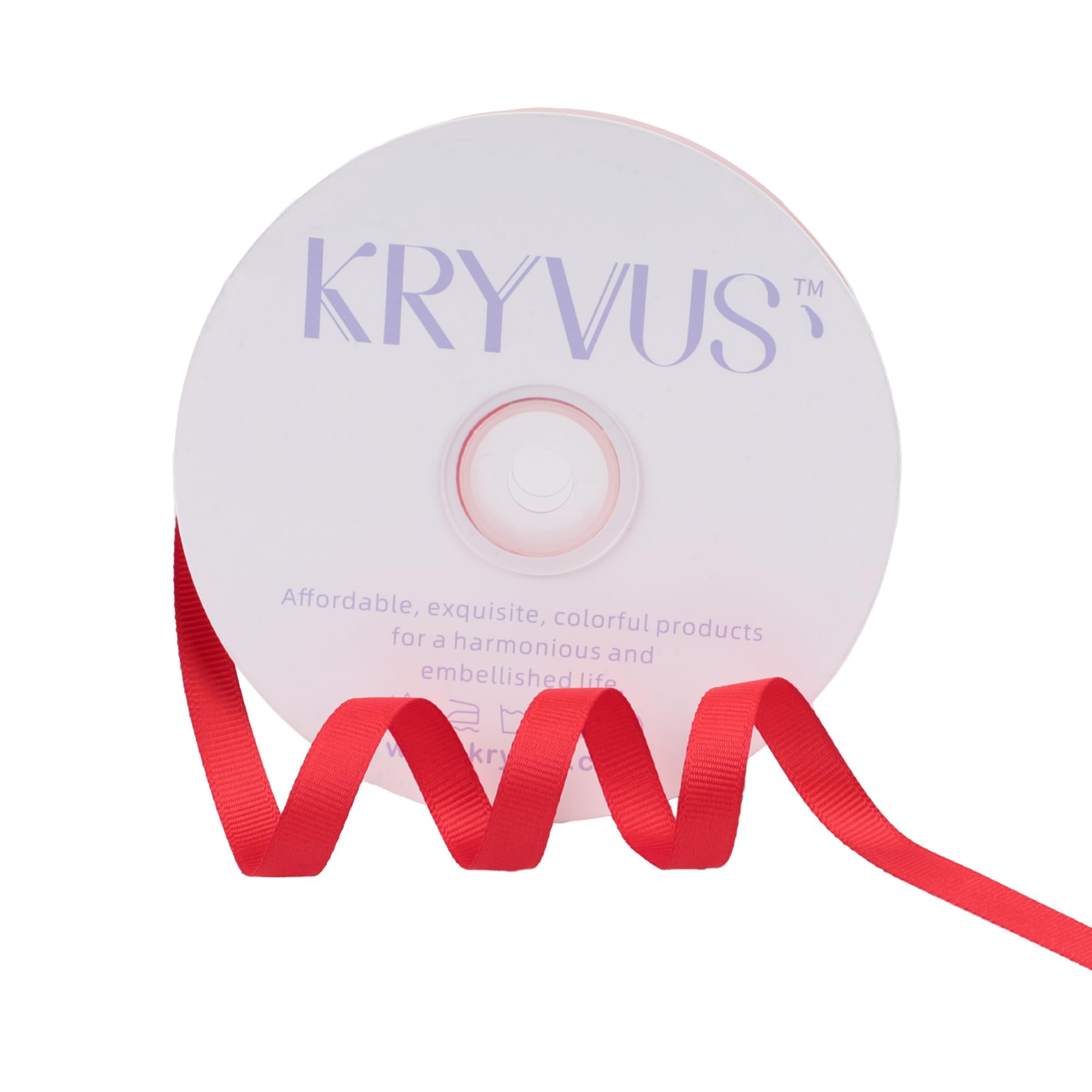 Kryvus Grosgrain Ribbon, Red Ribbon 10mm x Continuous 45 Metres, Red Grosgrain Ribbons Perfect for Gift Wrapping, Crafts, Sewing, Wedding Decor, DIY Hair Accessories and More