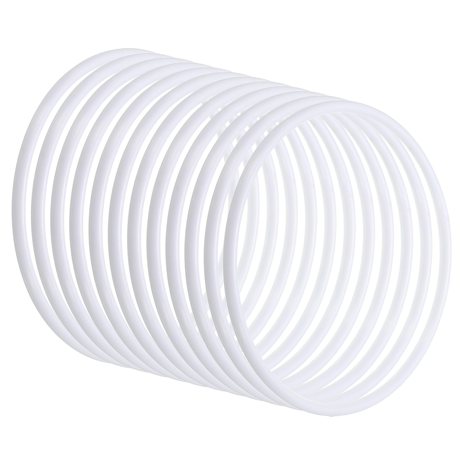 PATIKIL 8.1 Inch Dream Catcher Rings, 12 Pcs Plastic Macrame Wreath Floral Round Ring Hoop for Home Car DIY Craft Wedding Wall Hanging Decorations, White