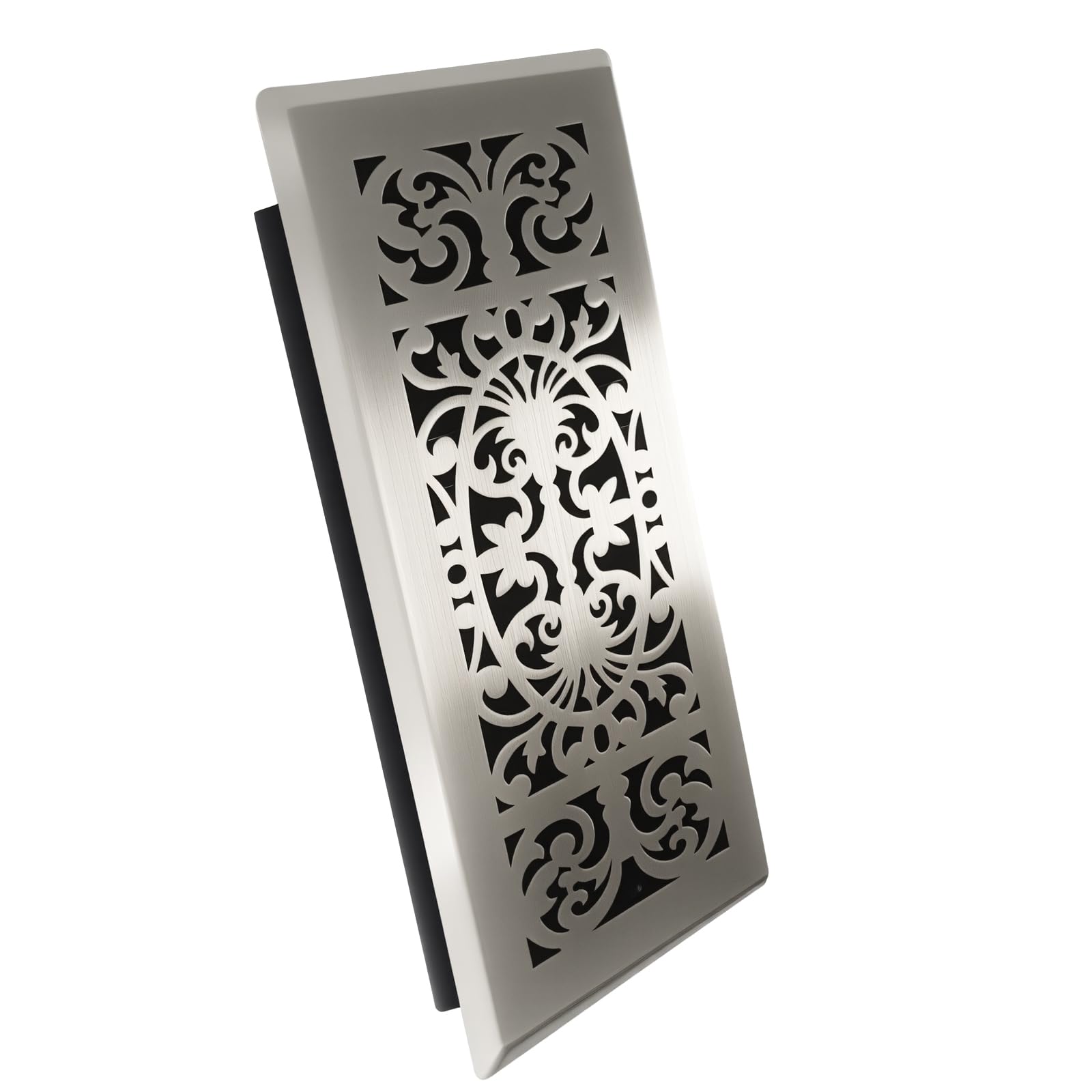 Photo 1 of Decorative Floor Vent Covers 4x10 Inch – Brushed Nickel Modern Air Vent Registers – Heavy-Duty Aluminum & Plastic Hybrid, Rust Resistant, Easy Install AC Vent Grilles for Home & Office